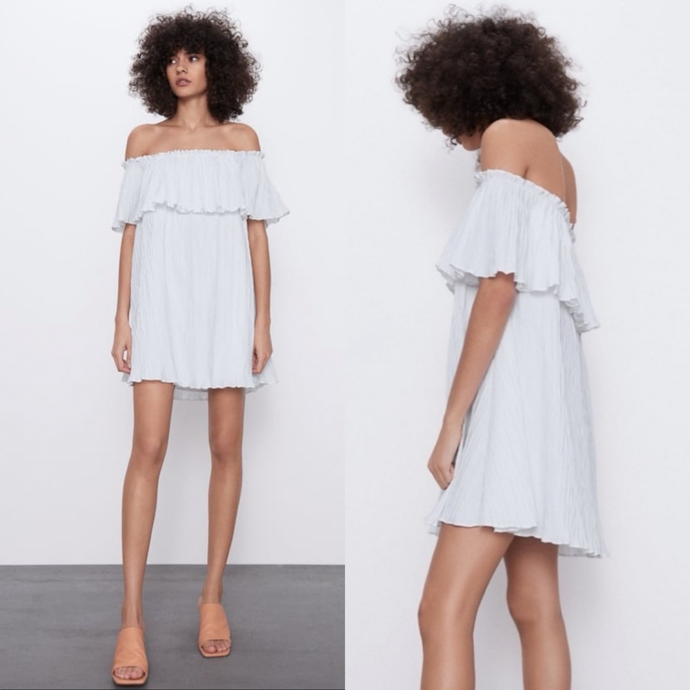 🆕 Zara Off-Shoulder Pleated Dress